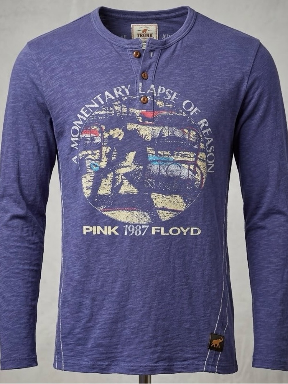 RARE Vintage Trunk Pink Floyd band  henley shirt Momentary Lapse of Reason EUC